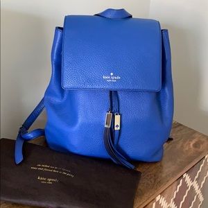 Kate Spade Cobalt Blue Leather Drawstring Backpack